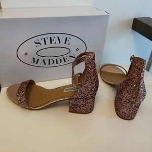 Steve Madden Rose Glitter Block Heel Sandals